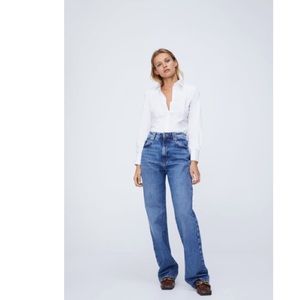 Shoulder Pad Poplin Bodysuit White Zara NWT